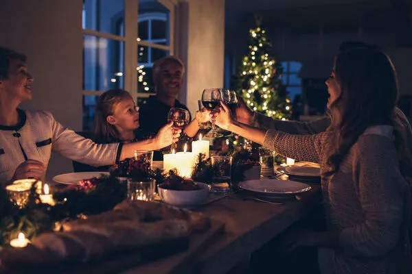 Happy family celebrating christmas together at home